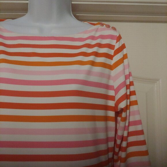 J. McLaughlin Catalina Cloth Pink/Orange Nautical Coastal Mature Business Top L - Picture 4 of 9